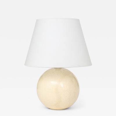  mile Jacques Ruhlmann Off White Crackle Ceramic Sphere Lamp Style Of Jacques Emile Ruhlmann France