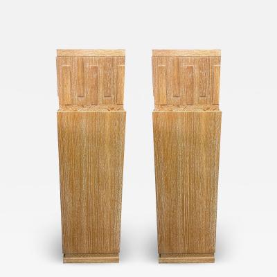  mile Jacques Ruhlmann Pair of French Art Deco Style Cerused Pedestals