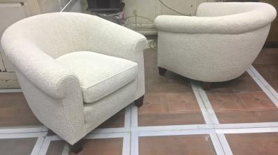  mile Jacques Ruhlmann Ruhlmann Style 1930s Extreme Comfort Pair of Club Chair Covered in Boucle Cloth