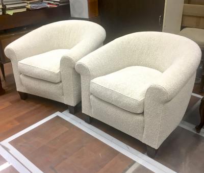  mile Jacques Ruhlmann Ruhlmann Style 1930s Extreme Comfort Pair of Club Chair Covered in Boucle Cloth