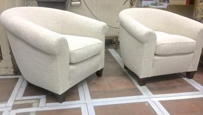  mile Jacques Ruhlmann Ruhlmann Style 1930s Extreme Comfort Pair of Club Chair Covered in Boucle Cloth
