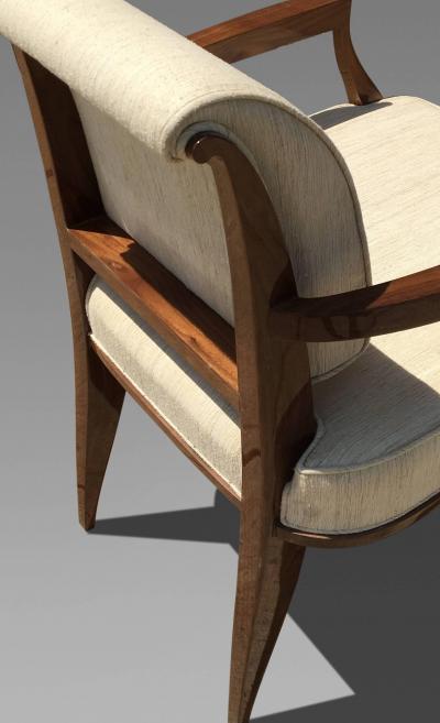  mile Jacques Ruhlmann Set of Eight Chairs Made in Walnut Inspired from mile Jacques Ruhlmann Desi