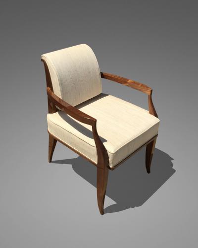  mile Jacques Ruhlmann Set of Eight Chairs Made in Walnut Inspired from mile Jacques Ruhlmann Desi