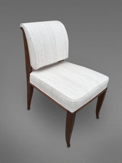  mile Jacques Ruhlmann Set of Eight Chairs Made in Walnut Inspired from mile Jacques Ruhlmann Desi