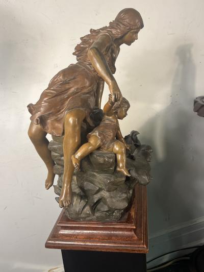  mile Nestor Joseph Carlier MAGNIFICENT FRENCH ART NOUVEAU PATINATED BRONZE METAL THE WAVE SCULPTURE