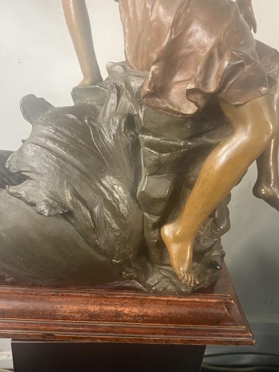  mile Nestor Joseph Carlier MAGNIFICENT FRENCH ART NOUVEAU PATINATED BRONZE METAL THE WAVE SCULPTURE