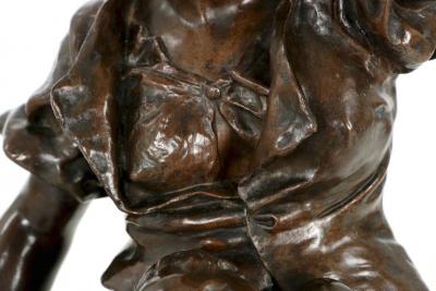  mile Peynot French Bronze Torchiere Lamp with Sculpture by mile Peynot