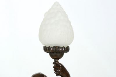  mile Peynot French Bronze Torchiere Lamp with Sculpture by mile Peynot