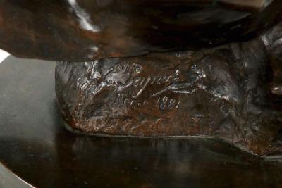  mile Peynot French Bronze Torchiere Lamp with Sculpture by mile Peynot