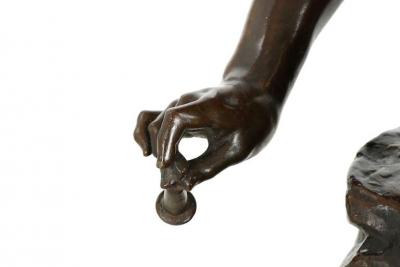  mile Peynot French Bronze Torchiere Lamp with Sculpture by mile Peynot