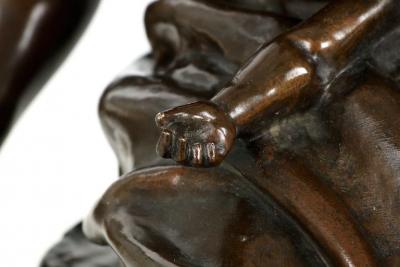  mile Peynot French Bronze Torchiere Lamp with Sculpture by mile Peynot