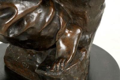  mile Peynot French Bronze Torchiere Lamp with Sculpture by mile Peynot