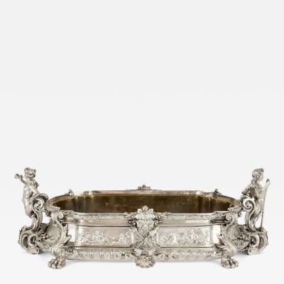  mile Sanner Large antique silver centrepiece with mythological scenes by mile Sanner