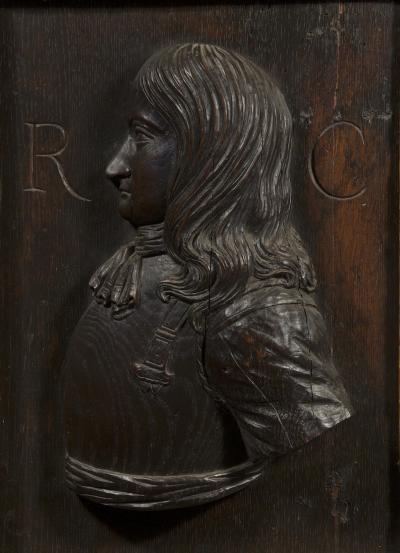  richard Cromwell A rare pair of carved oak relief panels of Oliver CRomwell