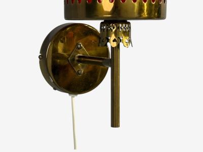  rsj Industri AB Wall Lights Brass Orange Glass Sweden 1970s