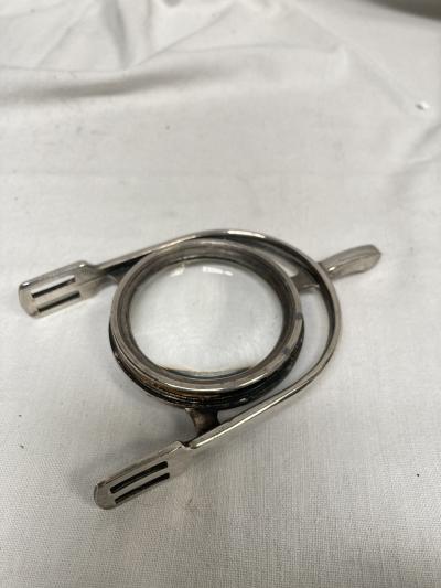  saddle Stirrup silver plated desk lens in the style of Hermes