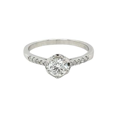 0 44 CTTW Natural Round Cut Diamond Engagement Ring