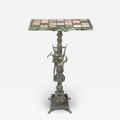 0975 Italian Bronze Thymiaterion Table with Marble Specimen Top