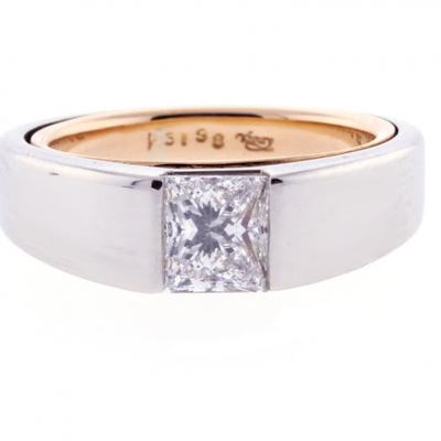 1 17ct Princess Cut Flush Mount Diamond Ring