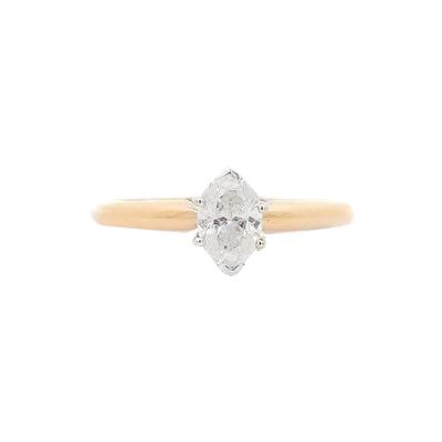 1 2 Carat Marquise Diamond Solitaire 2 tone 14K Gold Ring