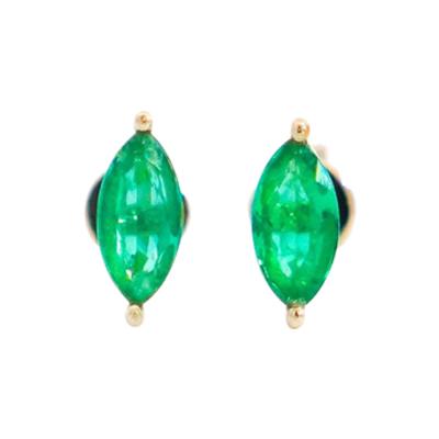 1 2 Carat Natural Emerald Marquise Cut 8MM Stud Earring in 14K Solid Gold