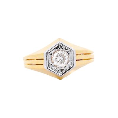 1 2 Carat Round Diamond Solitaire Unisex Ring in 14K Yellow Gold