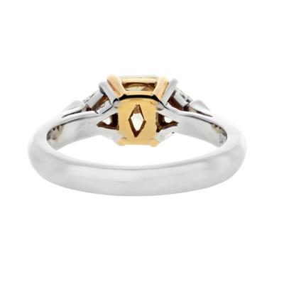 1 27 CARAT RADIANT CUT FANCY YELLOW TRILLIANT CUT THREE STONE DIAMOND