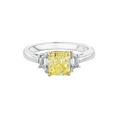 1 51 CARAT RADIANT CUT DIAMOND FANCY INTENSE YELLOW GIA TRAPS RING