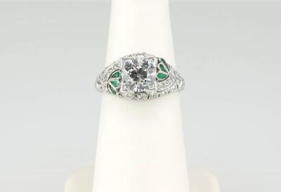 1 56 Carat Old European Cut Diamond Art Deco Engagement Ring