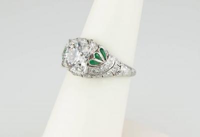 1 56 Carat Old European Cut Diamond Art Deco Engagement Ring