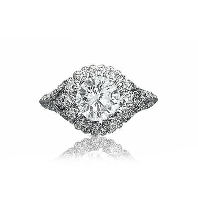 1 Carat Natural Diamond in Art Deco 14k White Gold Engagement Ring