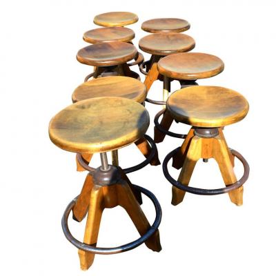 1 Vintage Gunlocke Remington Rand Industrial Stool in Birch