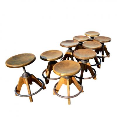 1 Vintage Gunlocke Remington Rand Industrial Stool in Birch