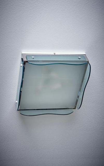1 of 11 1960s Design Flush Mount in Tinted Green Glass Nos Italy
