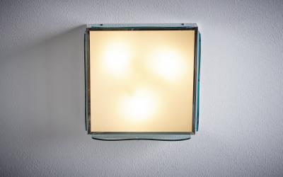 1 of 11 1960s Design Flush Mount in Tinted Green Glass Nos Italy