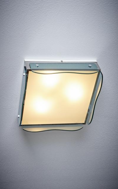 1 of 11 1960s Design Flush Mount in Tinted Green Glass Nos Italy