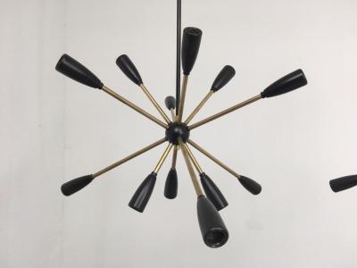 1 of 2 1950s Sputnik Pendant Chandelier Lamp in Black