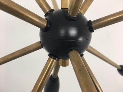 1 of 2 1950s Sputnik Pendant Chandelier Lamp in Black