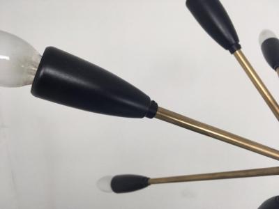 1 of 2 1950s Sputnik Pendant Chandelier Lamp in Black