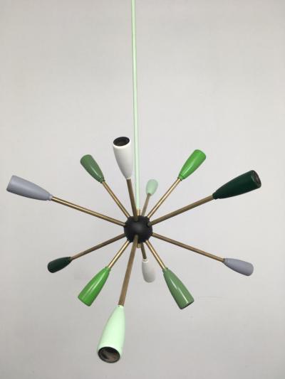 1 of 2 1950s Sputnik Pendant Chandelier Lamp in Different Colors