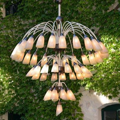 1 of 2 Huge Extra Large 1950s Italian Chandelier with 49 Tulip Glass Shades