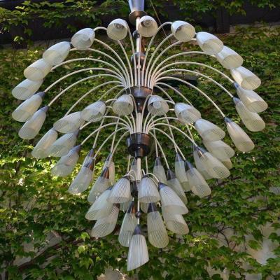 1 of 2 Huge Extra Large 1950s Italian Chandelier with 49 Tulip Glass Shades