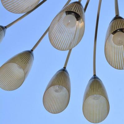 1 of 2 Huge Extra Large 1950s Italian Chandelier with 49 Tulip Glass Shades