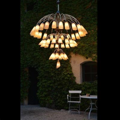 1 of 2 Huge Extra Large 1950s Italian Chandelier with 49 Tulip Glass Shades