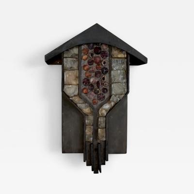 1 of 2 Large 1940s Verdigris Copper and Glass Block Wall Lights Italy