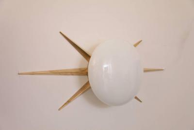 1 of 2 Pair of Huge Murano Glass and Brass Starburst Sconces or Wall Lamps