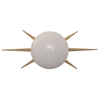 1 of 2 Pair of Huge Murano Glass and Brass Starburst Sconces or Wall Lamps