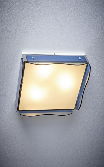 1 of 3 1960s Design Flush Mount in Tinted Blue Glass Nos Italy