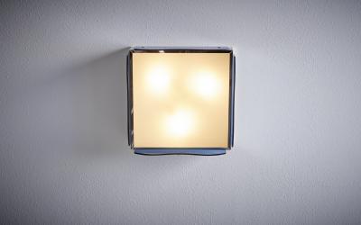 1 of 3 1960s Design Flush Mount in Tinted Blue Glass Nos Italy
