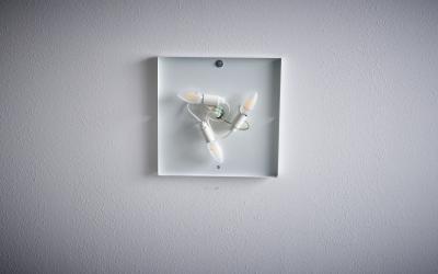 1 of 3 1960s Design Flush Mount in Tinted Blue Glass Nos Italy